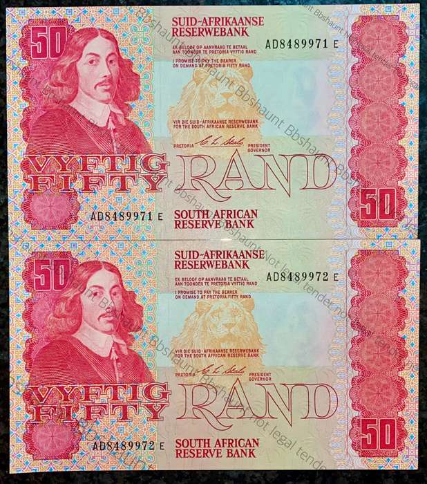 CL STALS R50 IN SEQUENCE AD8489971-972 UNC A/E 1ST ISSUE 1990 (1 BID TAKES ALL)