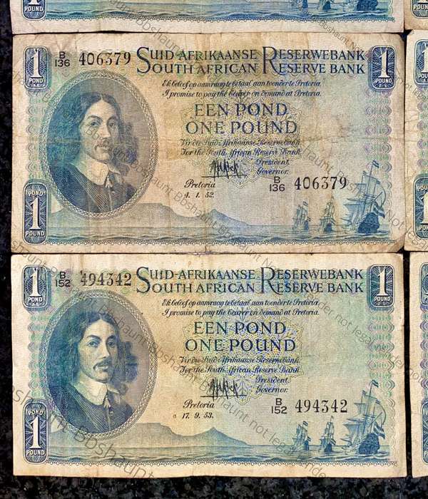 Complete set MH DE KOCK 1 pound 1950 to 1959 (1 bid takes all)