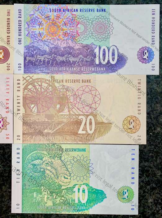 COMPLETE SET TT MBOWENI R200 TO R10 -- 1ST ISSUE 2000 UNC ANIMALS WTM (1 BID TAKES ALL)