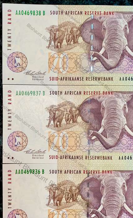 CL STALS R20AA IN SEQUENCE AA0469836-838 UNC E/A 1ST ISSUE 1990 (1 BID TAKES ALL)