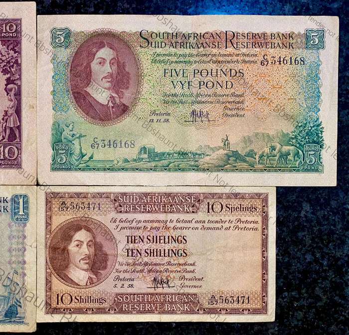 Mh De Kock. set 10 pound to 10 shillings 1952-1957-1958 (1 bid takes all)