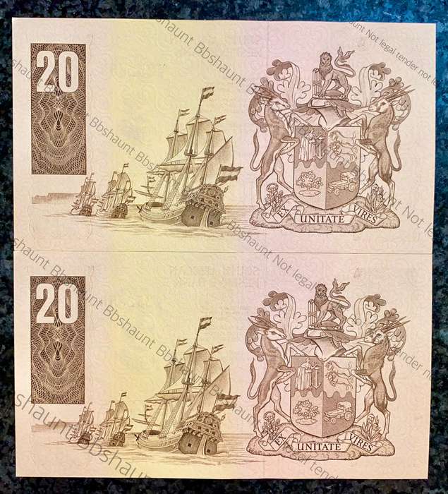 GPC DE KOCK R20 IN SEQUENCE D7 7/252855-856 UNC 1ST ISSUE 1981(1 BID TAKES ALL)