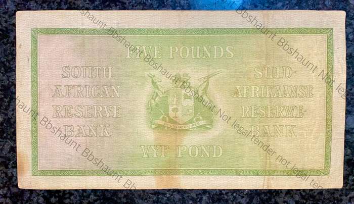 MH De Kock. 5 pound 8th April 1947 - B29