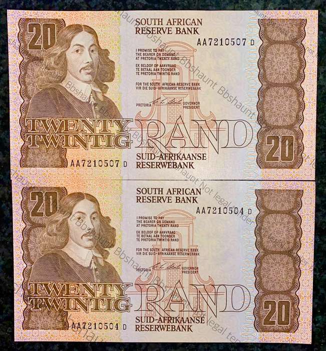 CL STALS R20AA CLOSE IN SEQ AA7210507 & 504 UNC E/A 1ST ISSUE 1990 (1 BID TAKES ALL)