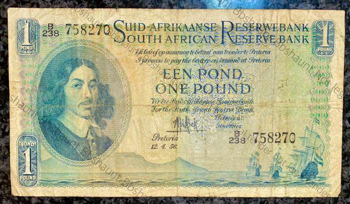 MH DE KOCK 1 POUND 12-4-1956 A/E 3RD ISSUE B238