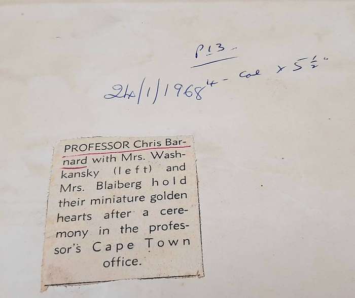 **RARE: 1967/68 Dr. Chris Barnard & Heart Team Press-Release Photograph Lot#2  **