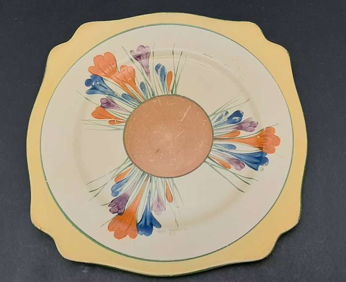 1920s Clarice Cliff Bizarre Series 'Autumn Crocus' Handpainted Charger Type I