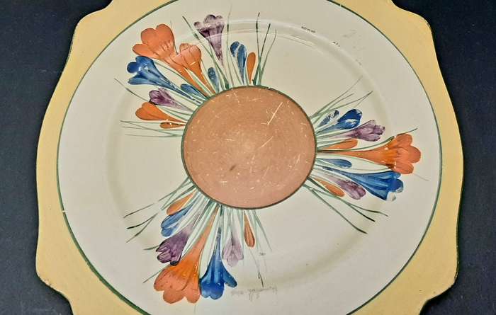 1920s Clarice Cliff Bizarre Series 'Autumn Crocus' Handpainted Charger Type I