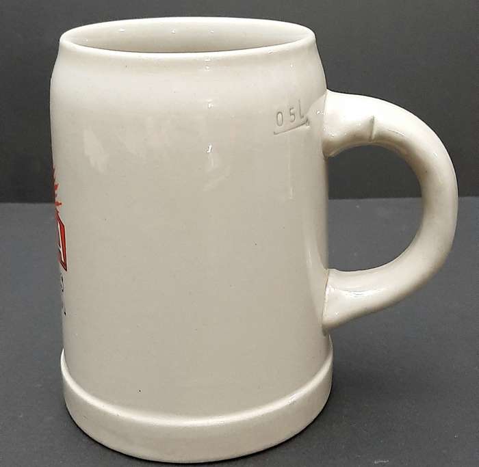 **1950s Belgian Congo: Simba Breweries 'Katanga' Ceramic Tankard (18cm).**