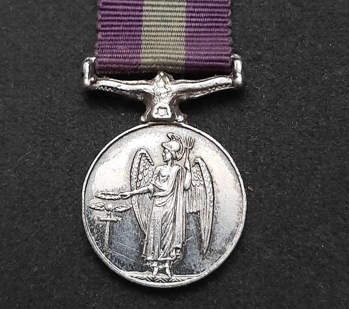 **RARE: British. 925 Silver QE II Miniature General Service Medal w/ Ribbon**
