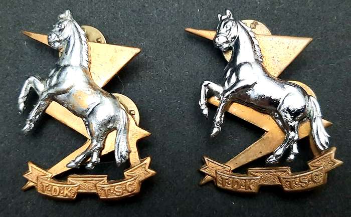 **Border War : 1980s SADF Technical Services Corps Collar Badge Pair (All Pins)**