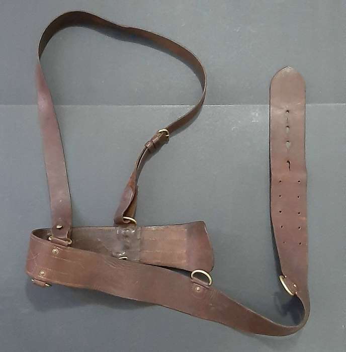 WW2 UDF Officer's Leather Sam Browne Belt Assembly with Cross-Strap 34" SA Issue