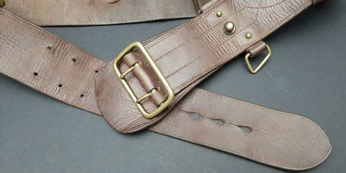 WW2 UDF Officer's Leather Sam Browne Belt Assembly with Cross-Strap 34" SA Issue