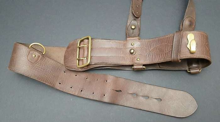 WW2 UDF Officer's Leather Sam Browne Belt Assembly with Cross-Strap 34" SA Issue