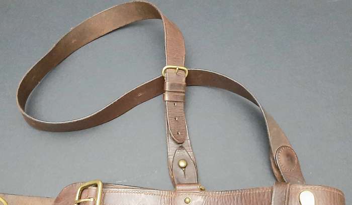WW2 UDF Officer's Leather Sam Browne Belt Assembly with Cross-Strap 34" SA Issue