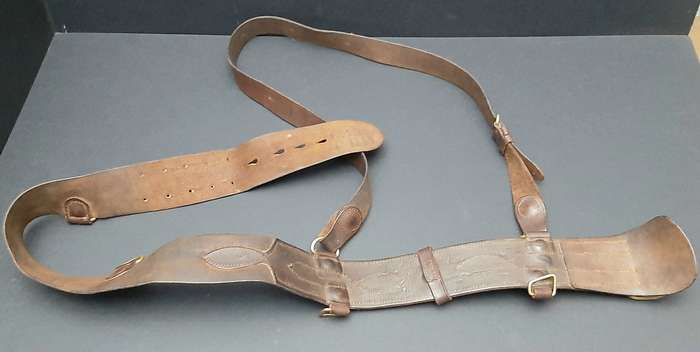 WW2 UDF Officer's Leather Sam Browne Belt Assembly with Cross-Strap 34" SA Issue