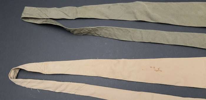 **WW2 UDF: Dress Uniform Khaki & Olive Green Neckties x2  (SA Issue).**