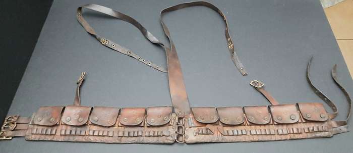 WW1 Ottoman Turkish M1893/1903 Mauser Leather Bandolier Equipment Set
