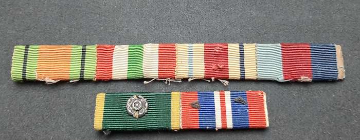 **WW2 : British Campaign Medal  Ribbon Bars & Ribbon Swatches(Efficiency Rosette Device).**