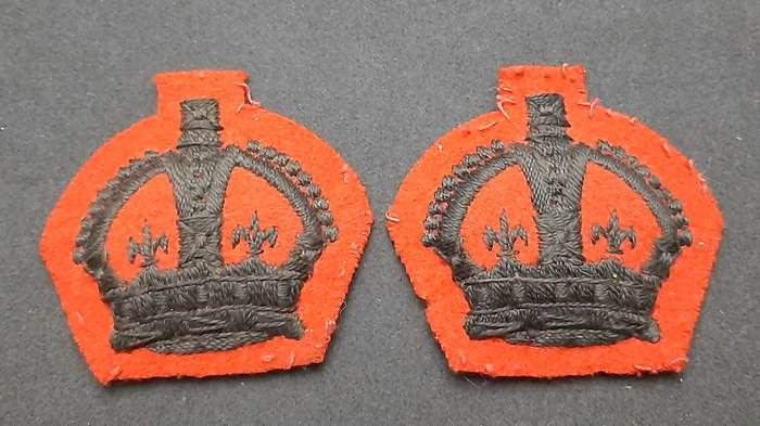 **RARE: WW2 British Army - King's Royal Rifle Corps R.S.M/ W.O. 2 Service Dress Rank Insignia x2).**