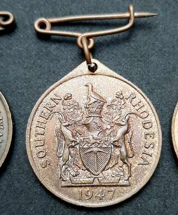 **WW2 & 1953  Coronation: Southern Rhodesia Commemorative Medallions x3 ( VF+).**