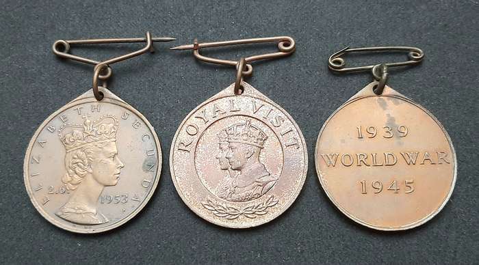 **WW2 & 1953  Coronation: Southern Rhodesia Commemorative Medallions x3 ( VF+).**