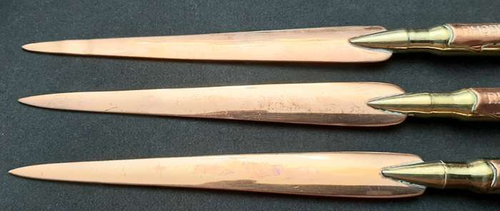 **BID PER ITEM: 1970s Rhodesian Bush War Copper & Brass 7.62mm Letter-Openers [INERT]21cm (USED).**