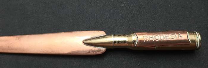 **BID PER ITEM: 1970s Rhodesian Bush War Copper & Brass 7.62mm Letter-Openers [INERT]21cm (USED).**
