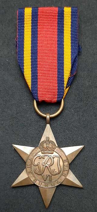**RARE WW2 British: Burma Star Campaign Medal w/ Ribbon (Ex-Mount).**