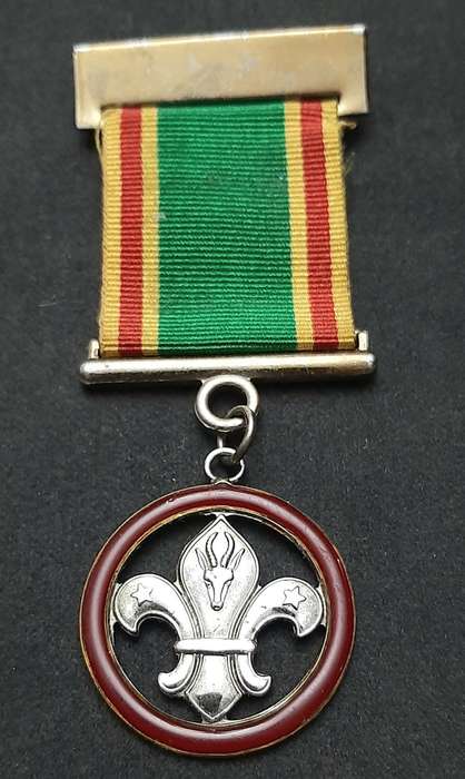 ** 20th Century: South African Scouts Silverplated Medal w/ Ribbon (Pin)**