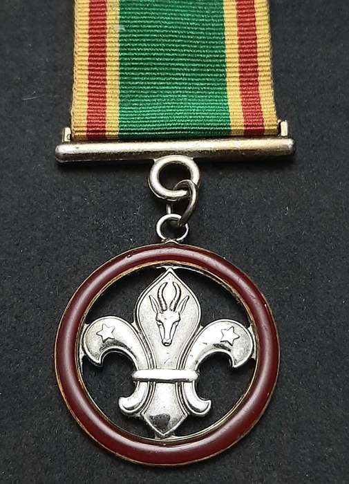 ** 20th Century: South African Scouts Silverplated Medal w/ Ribbon (Pin)**