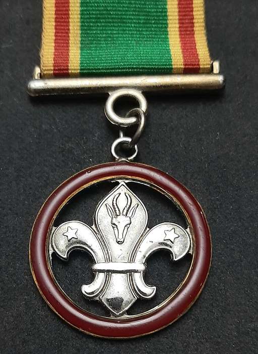 ** 20th Century: South African Scouts Silverplated Medal w/ Ribbon (Pin)**