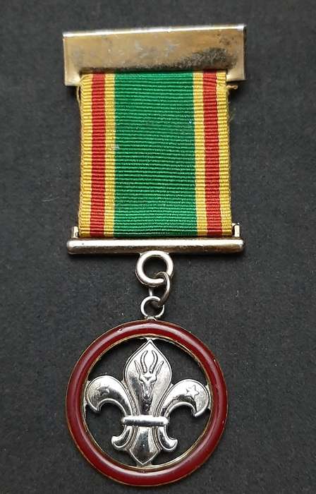 ** 20th Century: South African Scouts Silverplated Medal w/ Ribbon (Pin)**