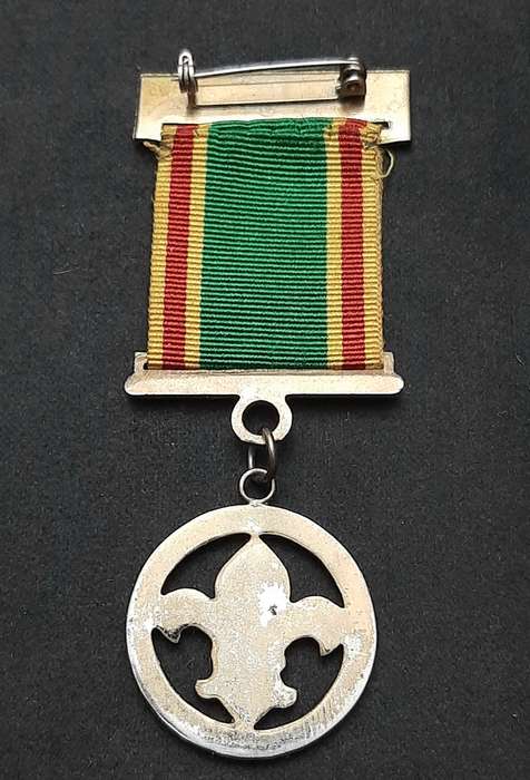 ** 20th Century: South African Scouts Silverplated Medal w/ Ribbon (Pin)**