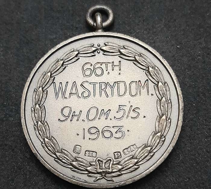 RARE 1963 : SA Comrade's Marathon .925 Silver Medal (INSCRIBED 66th Place).
