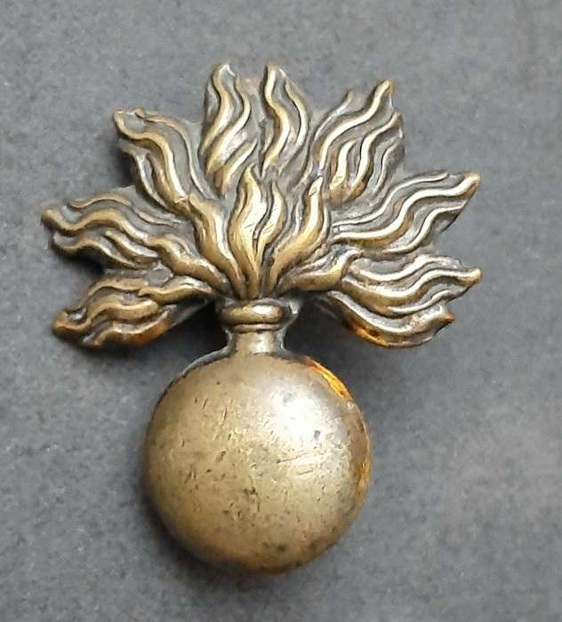 RARE: French , Franco-Prussian War- Grenadier Brass Cartridge Box Badge ( Lugs Intact).
