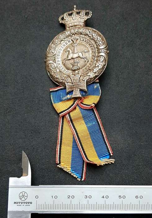 Franco-Prussian War 1874 Silverplated Veteran's Pin with Ribbon