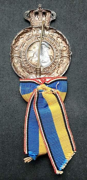 Franco-Prussian War 1874 Silverplated Veteran's Pin with Ribbon