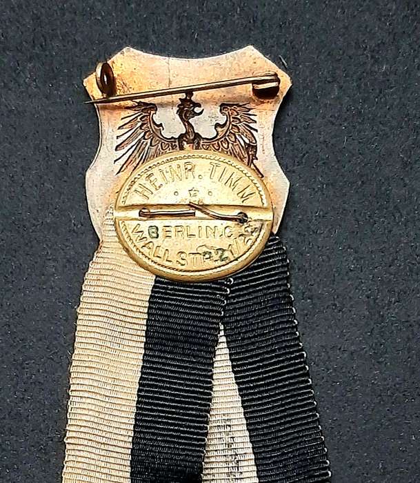 Pre-WW1 : Prussian 'Landes-Kriegsverband' Association Enamel Pin w/ Ribbon (10cm).