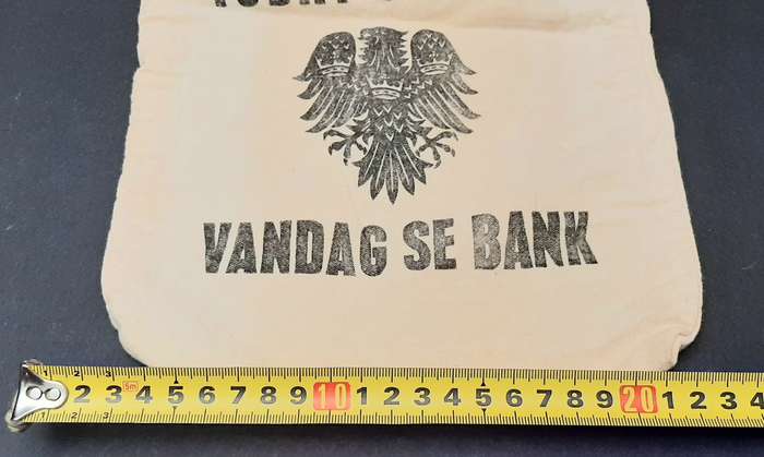 1960s South African Barclay's Bank Cotton Money Bag w/ Drawstring (35x24cm).