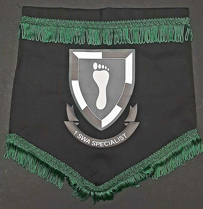 RARE: 1989 Border War - 1 SWA Specialist Tracker Unit Pennant w/ Trim ( 30cmx28cm).