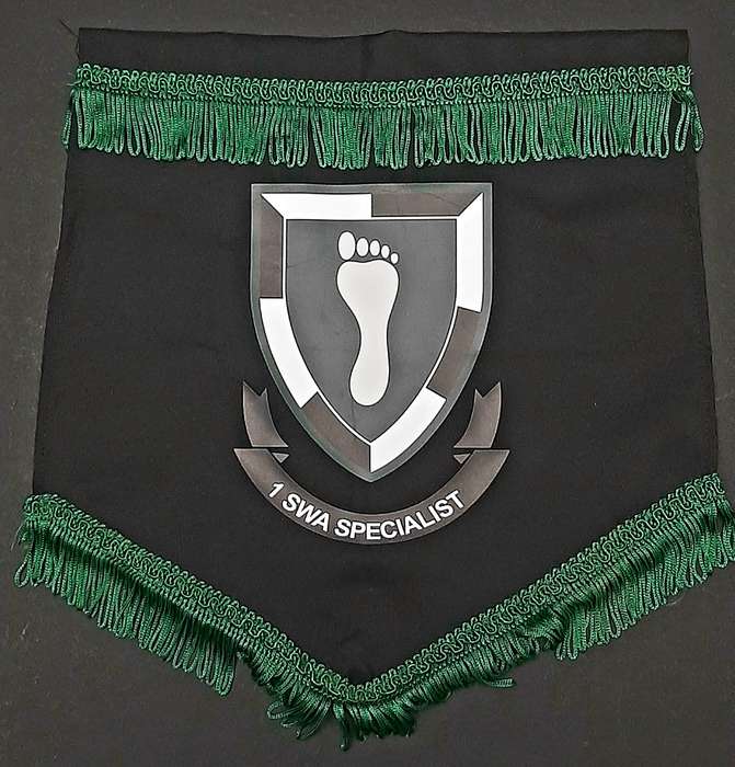 RARE: 1989 Border War - 1 SWA Specialist Tracker Unit Pennant w/ Trim ( 30cmx28cm).