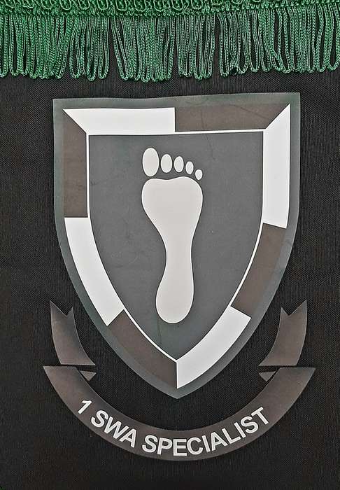 RARE: 1989 Border War - 1 SWA Specialist Tracker Unit Pennant w/ Trim ( 30cmx28cm).