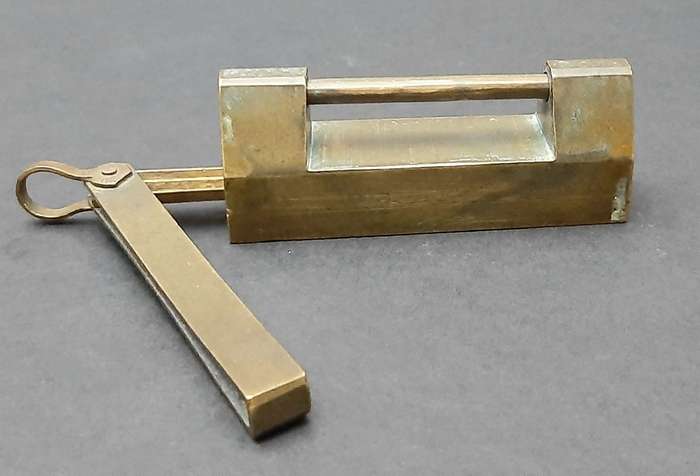 RARE: Early 20th Century- Brass Chinese Box Lock w/ Key ( 7 cm).