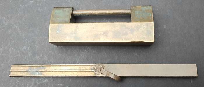 RARE: Early 20th Century- Brass Chinese Box Lock w/ Key ( 7 cm).