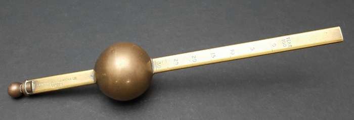 Late 19th Century: English Brass Brewing Hydrometer Instrument (26cm).