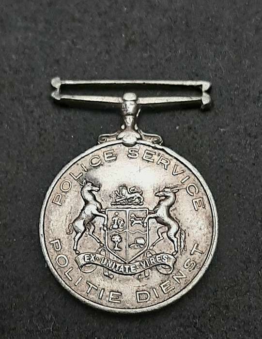 RARE: Pre-1923 SA Colonial Police 'Faithful Service' .925 Silver Miniature Medal (Type I).