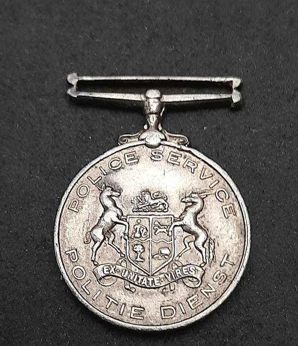 RARE: Pre-1923 SA Colonial Police 'Faithful Service' .925 Silver Miniature Medal (Type I).