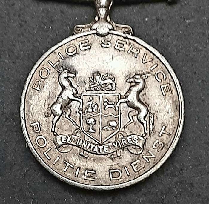 RARE: Pre-1923 SA Colonial Police 'Faithful Service' .925 Silver Miniature Medal (Type I).