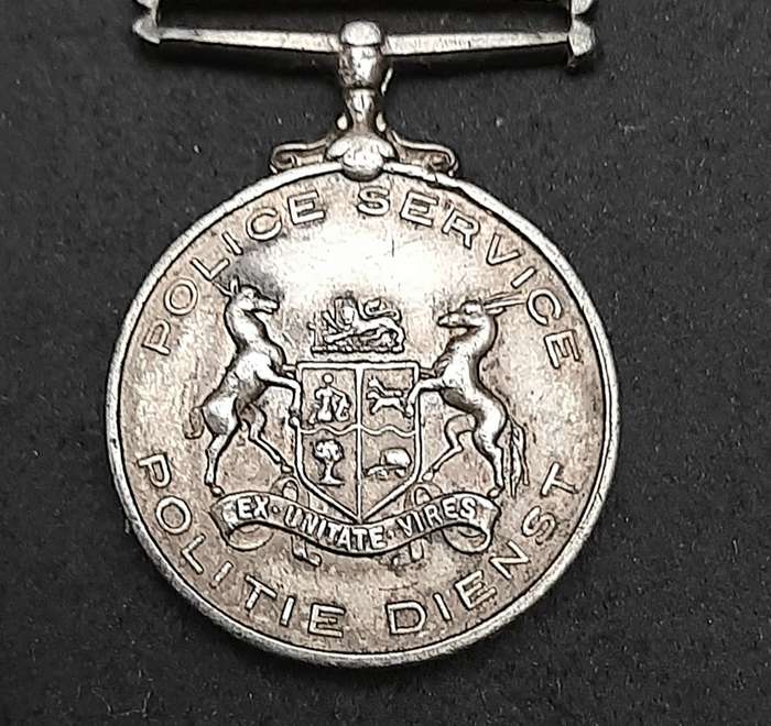 RARE: Pre-1923 SA Colonial Police 'Faithful Service' .925 Silver Miniature Medal (Type I).
